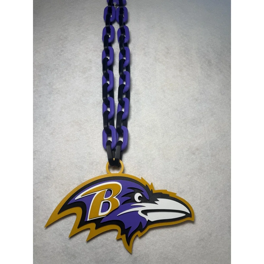 Custom 3D Printed Football Team Chain Necklace Adjustable Game Day Fan Jewelry‎